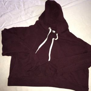 h&m maroon cropped hoodie